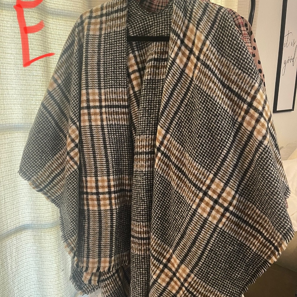 Plaid kimono shaw